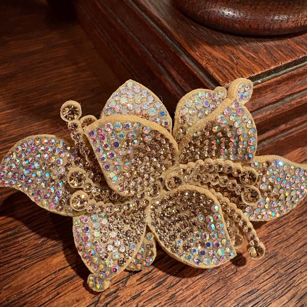 Gold Rhinestone Shoe Clips 3” - Picture 6 of 9